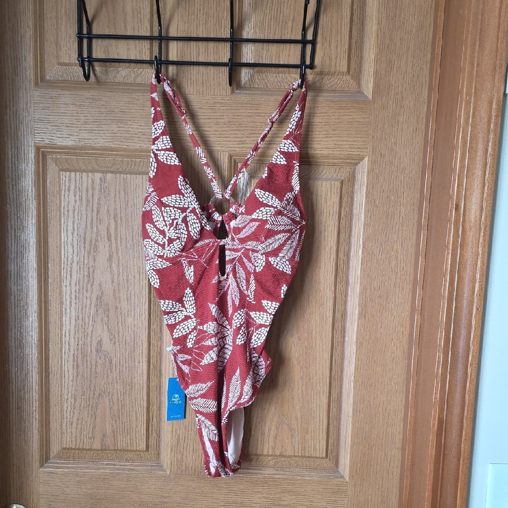Red and White Patterned Swimwear